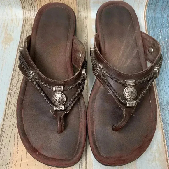 Brown Minnetonka low platform slip on sandals - Picture 3 of 7